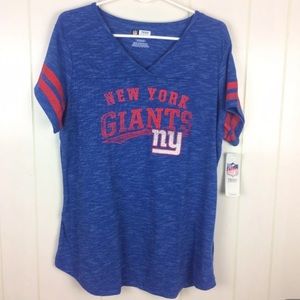 New York Giants Women's T-Shirt Classic V Neck Jersey NFL Team Apparel Size XL